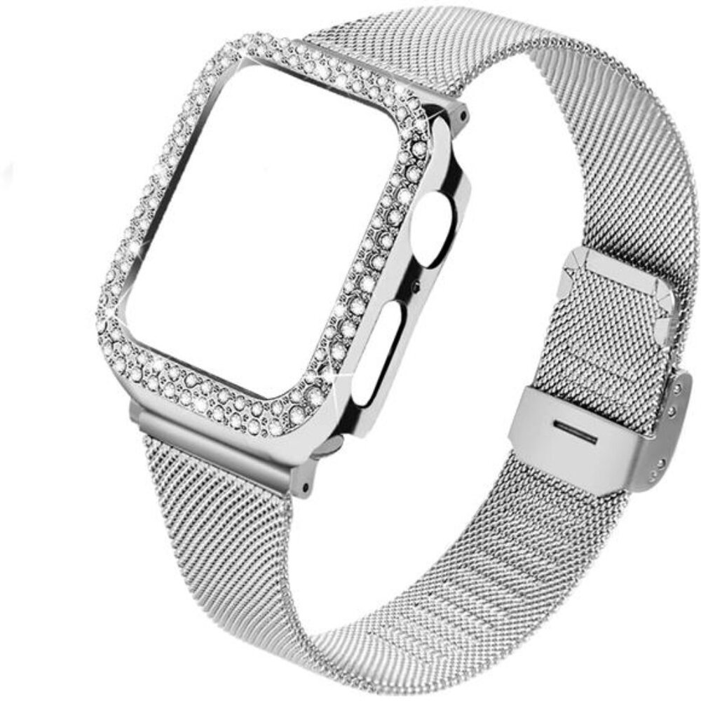 StainlessSteel Mesh bands Compatible For AppleWatch 44mm,Women Bling Protective